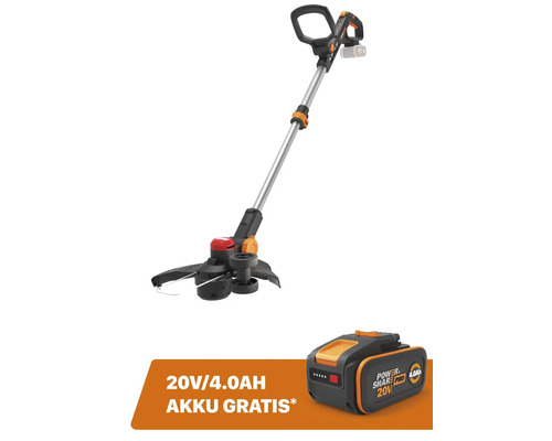 WORX Nitro 20V 33cm WG173E.9 snoerloze grastrimmer, borstelloze motor + GRATIS bonusartikel 20V accu WA3644 (4,0Ah)
