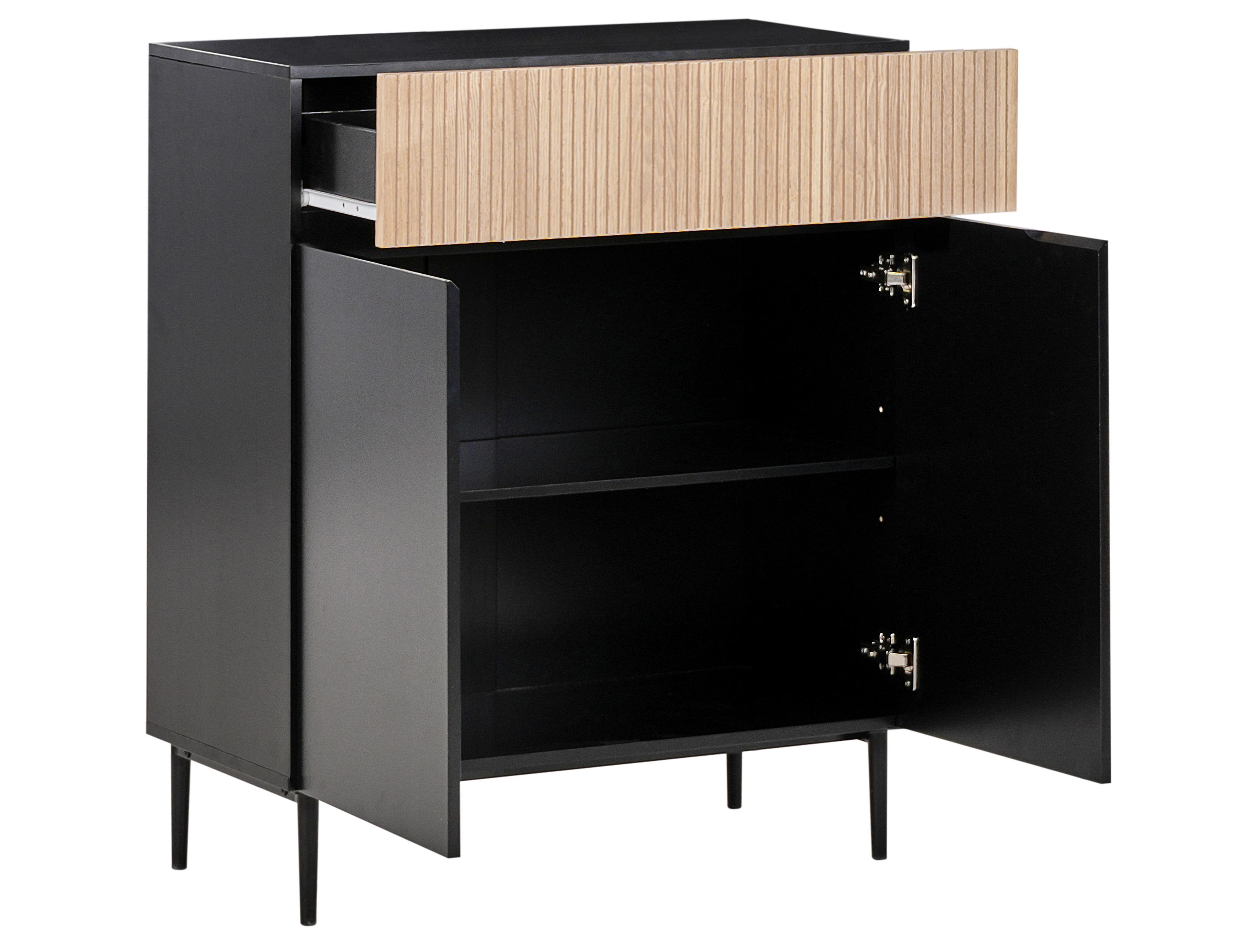 Dressoir met 2 deuren BLYTHE Natuurlijk essenhout Zwart