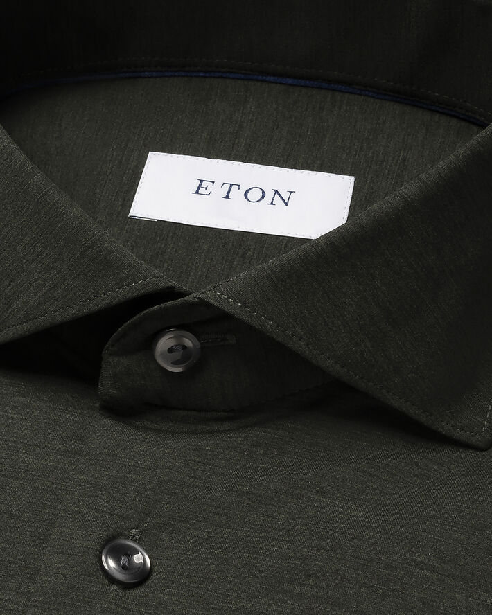 ETON Slim Fit Dark Green Four-Way Stretch Shirt Grøn