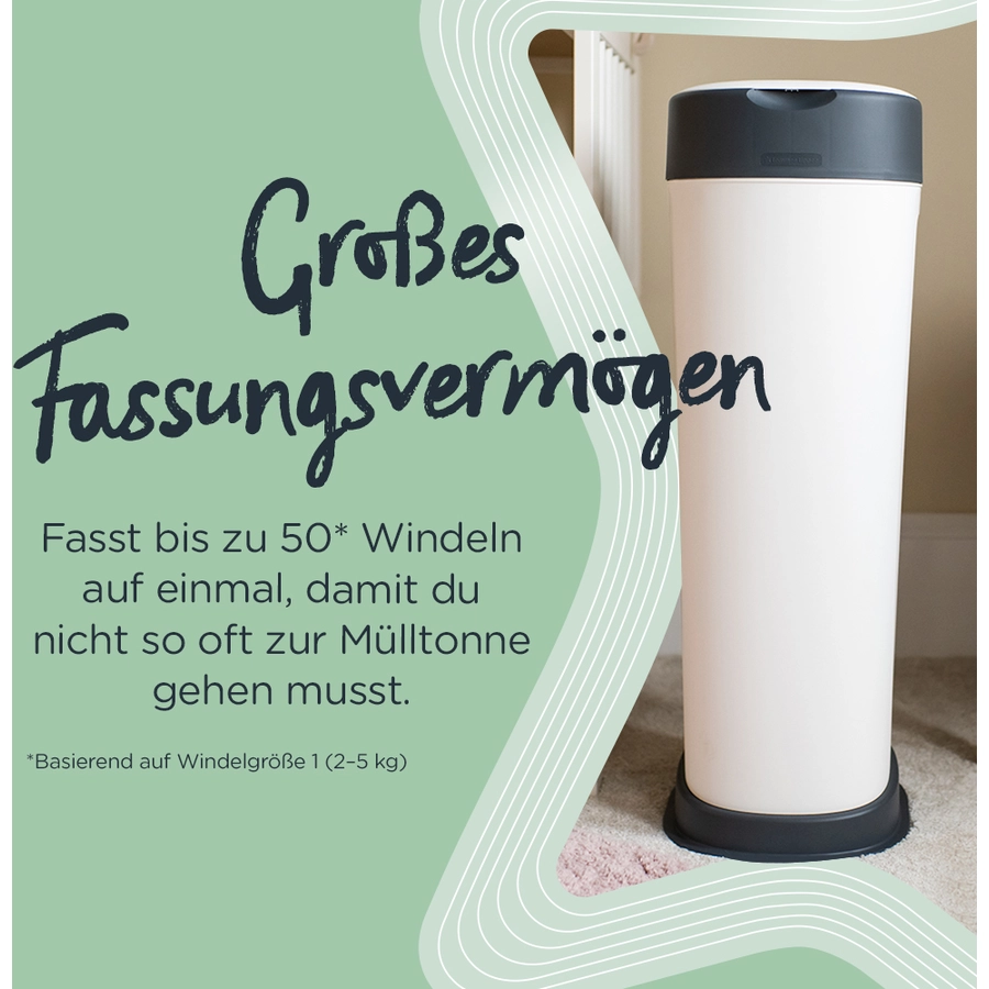 Tommee Tippee Windeleimer Twist & Click Sangenic XL, inkl. vier Kassetten mit nachhaltig gewonnenem, antibakteriellem Greenfilm in weiß