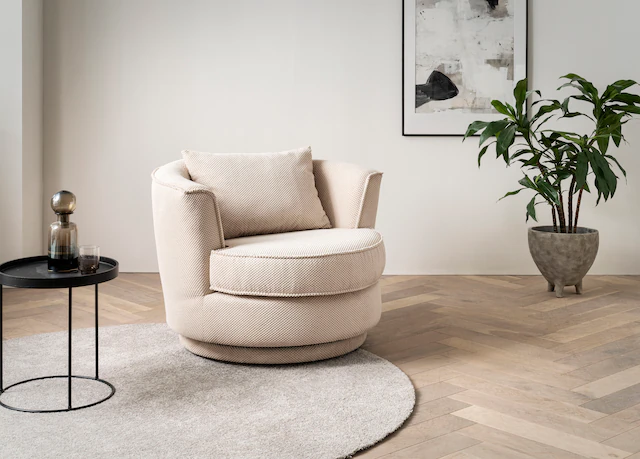 Home affaire Drehsessel »MAISIE, Lese-Sessel, Love Seat,« trendige Stoffe MEGA CORD und Web-Velours, 360 Grad drehbar