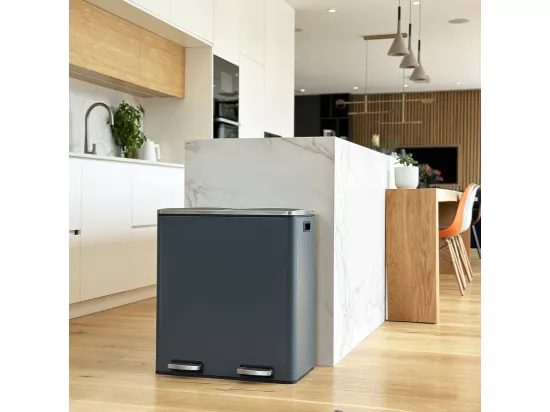Poubelle de tri sélectif MAJOR Gris Acier inoxydable 60 L