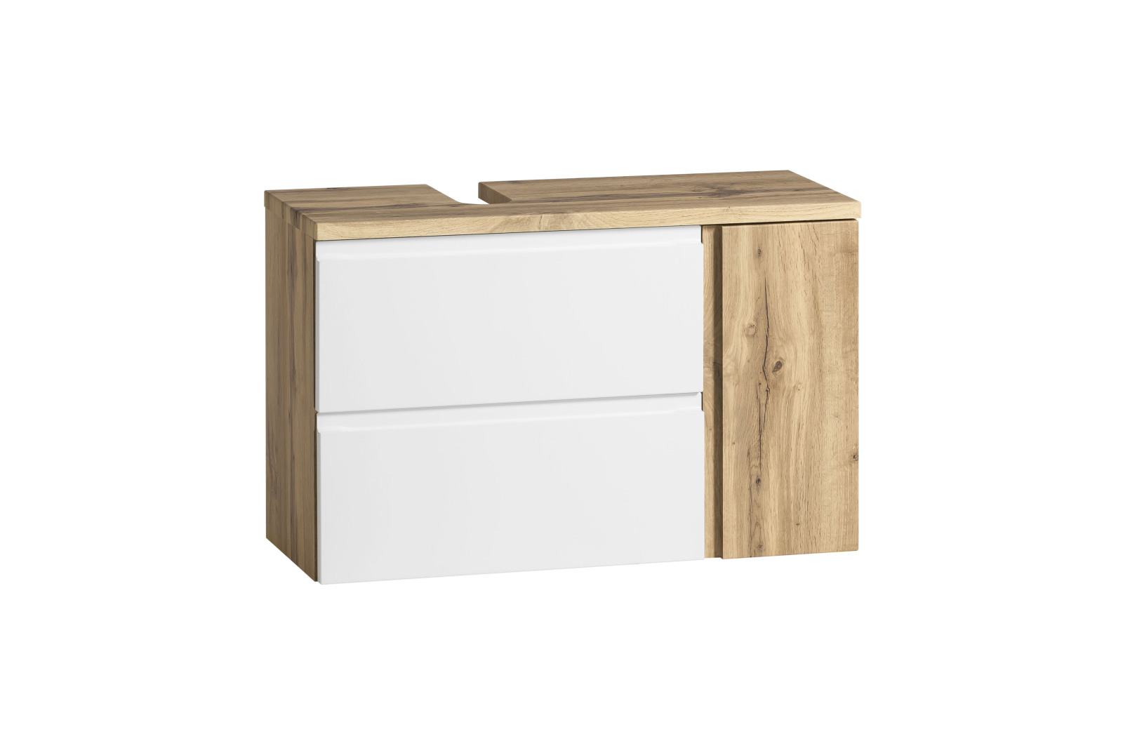 Unterbeckenschrank - Wotaneiche - weiß matt - Tür rechts - 85 cm