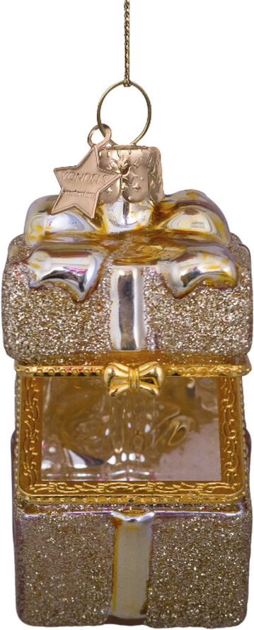 Vondels Ornament glass gold present w/ opening H5. 5cm Gold