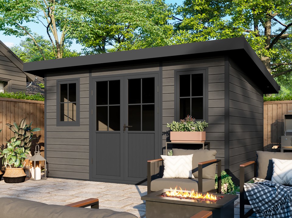 Abri de jardin composite sintra - 12m2 gris - epaisseur des madriers : 28mm - garanti 20ans - aluminium - cabanon