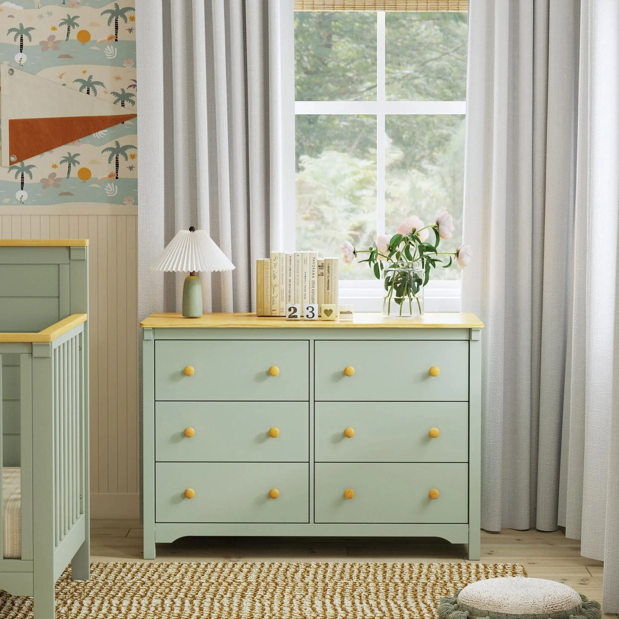 DaVinci Bureau 6 tiroirs Shea - Sauge  miel
