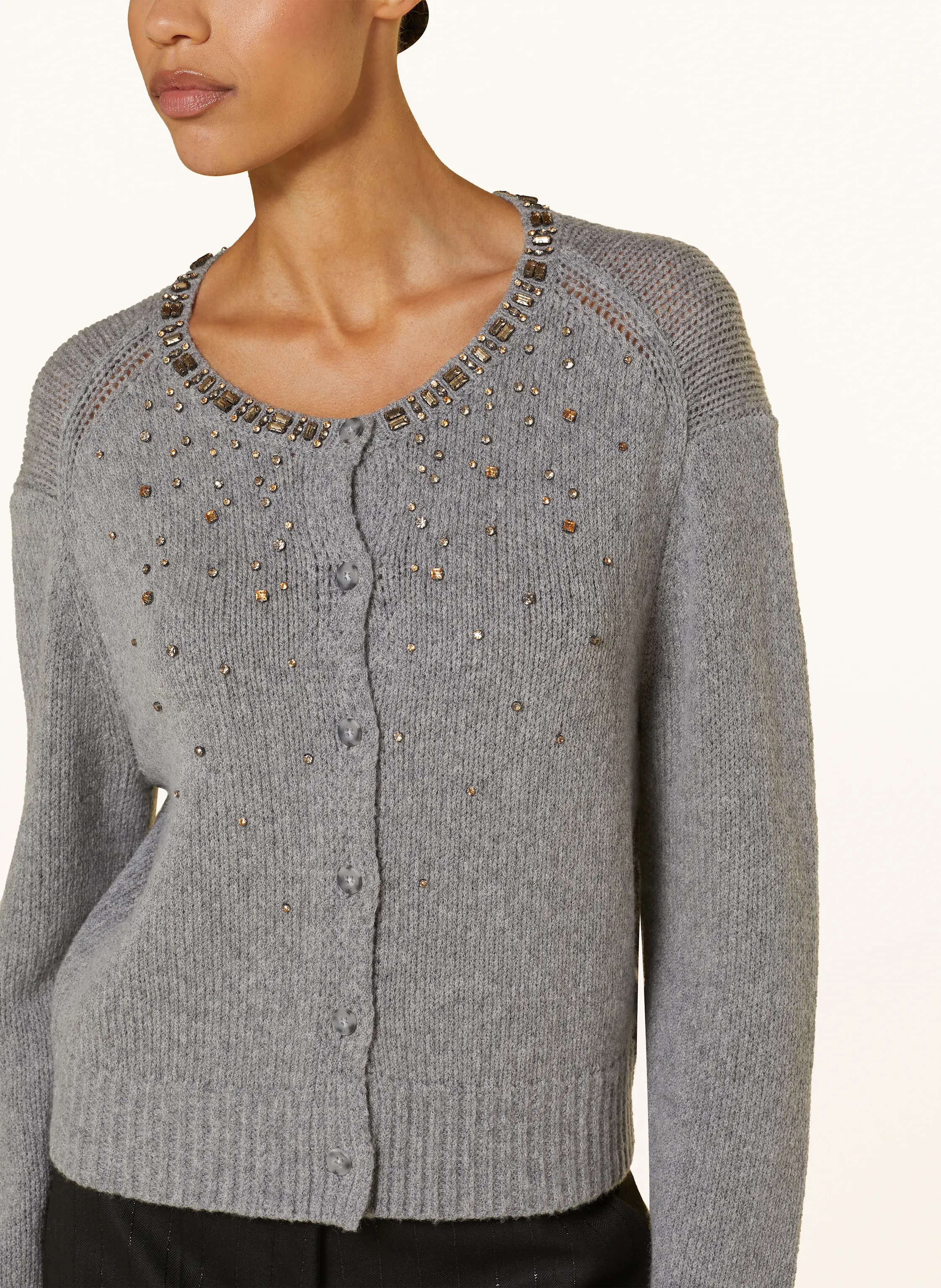 LUISA CERANO Strickjacke mit Alpaka und Schmucksteinen