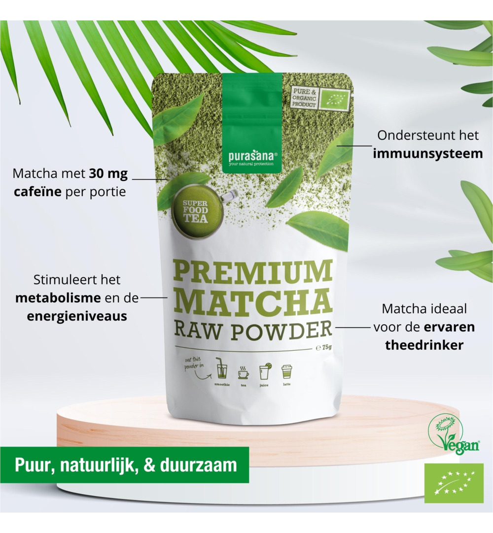 Purasana Matcha Premium Poeder Vegan Bio (75 gr)