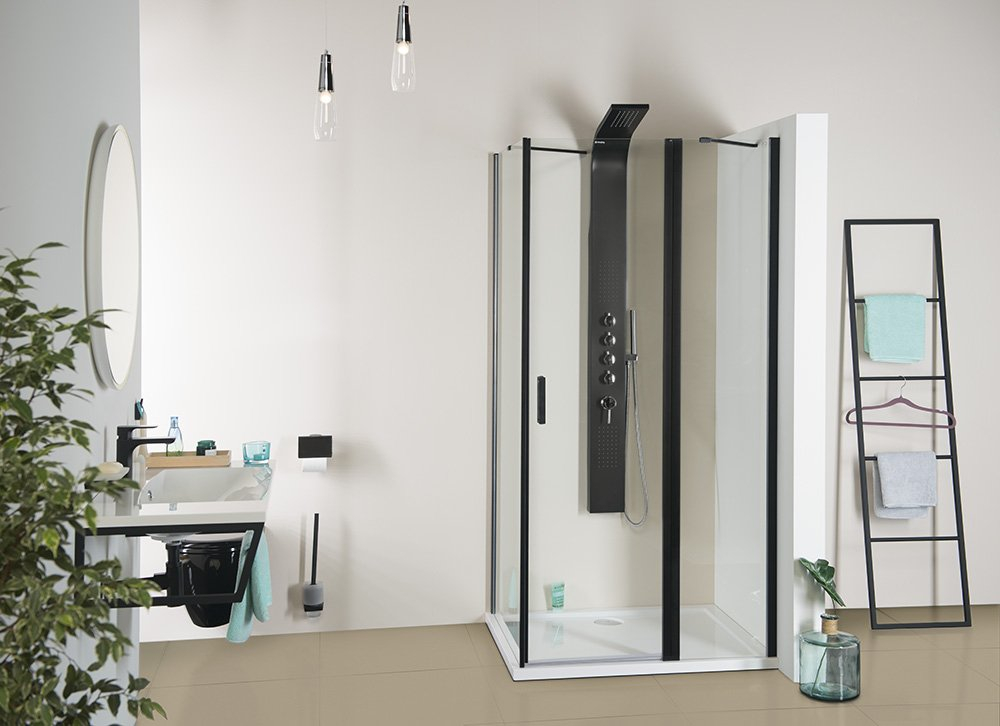 Polysan Zoom Line Black douchedeur 140cm anti-kalk