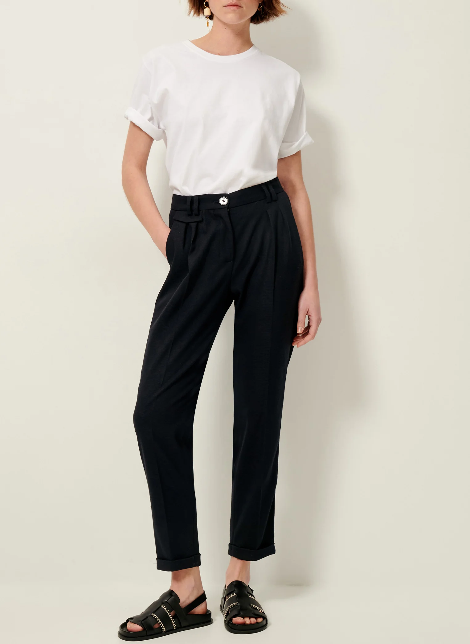 MANSFIELD 20 - Pantalon droit en crêpe | Bleu