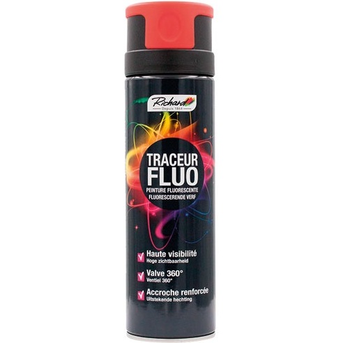Bombe peinture fluorescente Multi-supports 500 ml Traceur Fluo - Orange