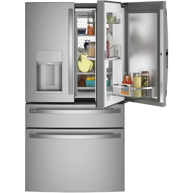 Refrigerador GE Profile de 27,9 pés cúbicos com portas francesas, máquina de gelo e porta dupla (aço inoxidável resistente a impressões digitais) ENERGY STAR