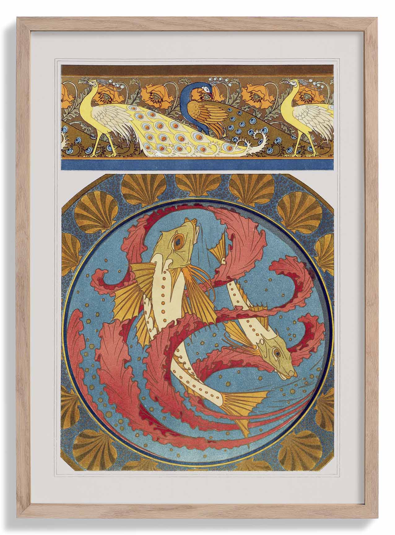 Pfaue und Fische
