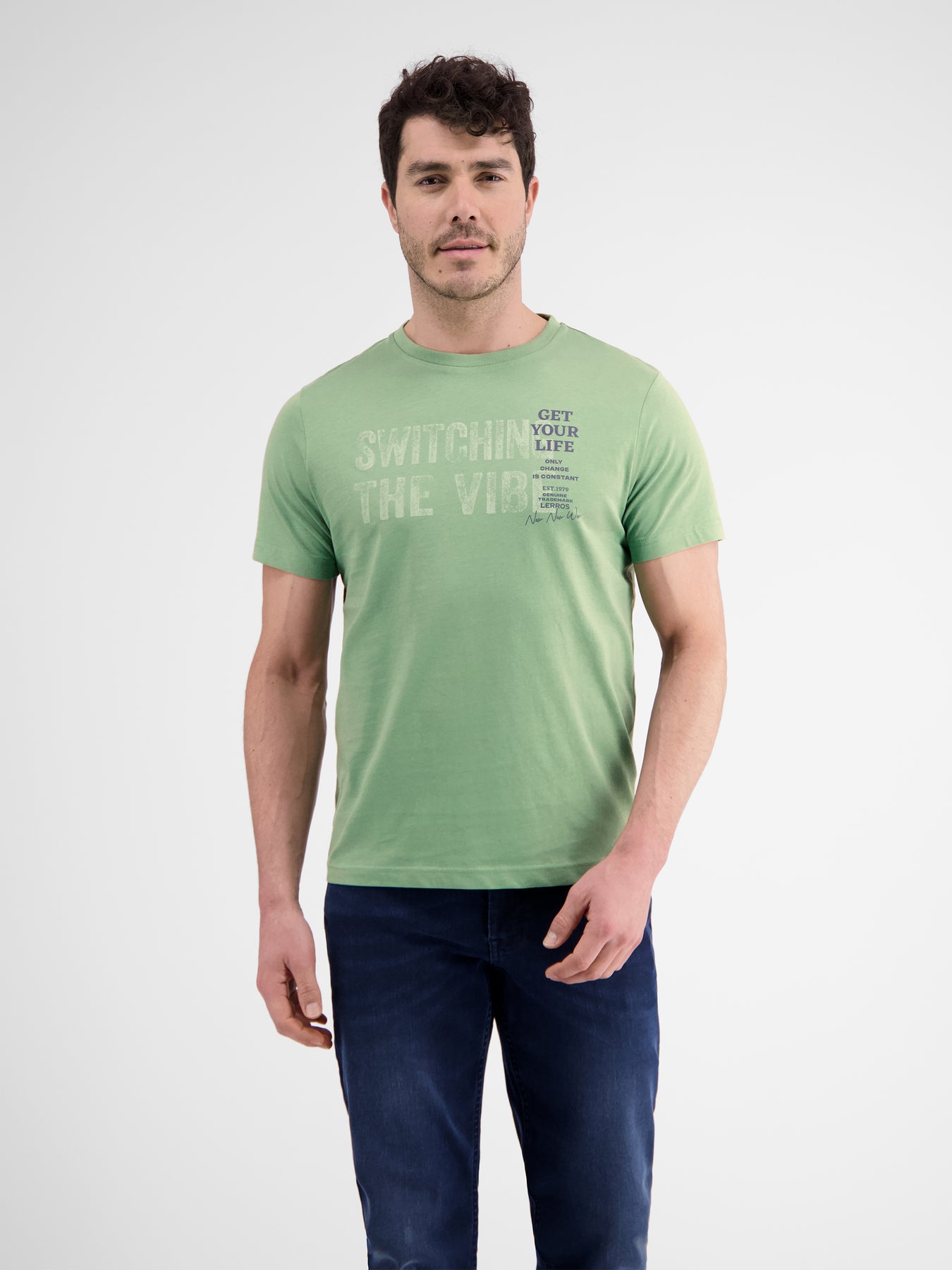 Unifarbenes T-Shirt für Herren mit Brustprint
