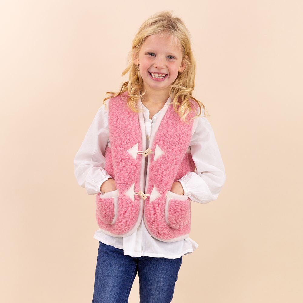 Moonrise kids wollen vestje met knoopje roze