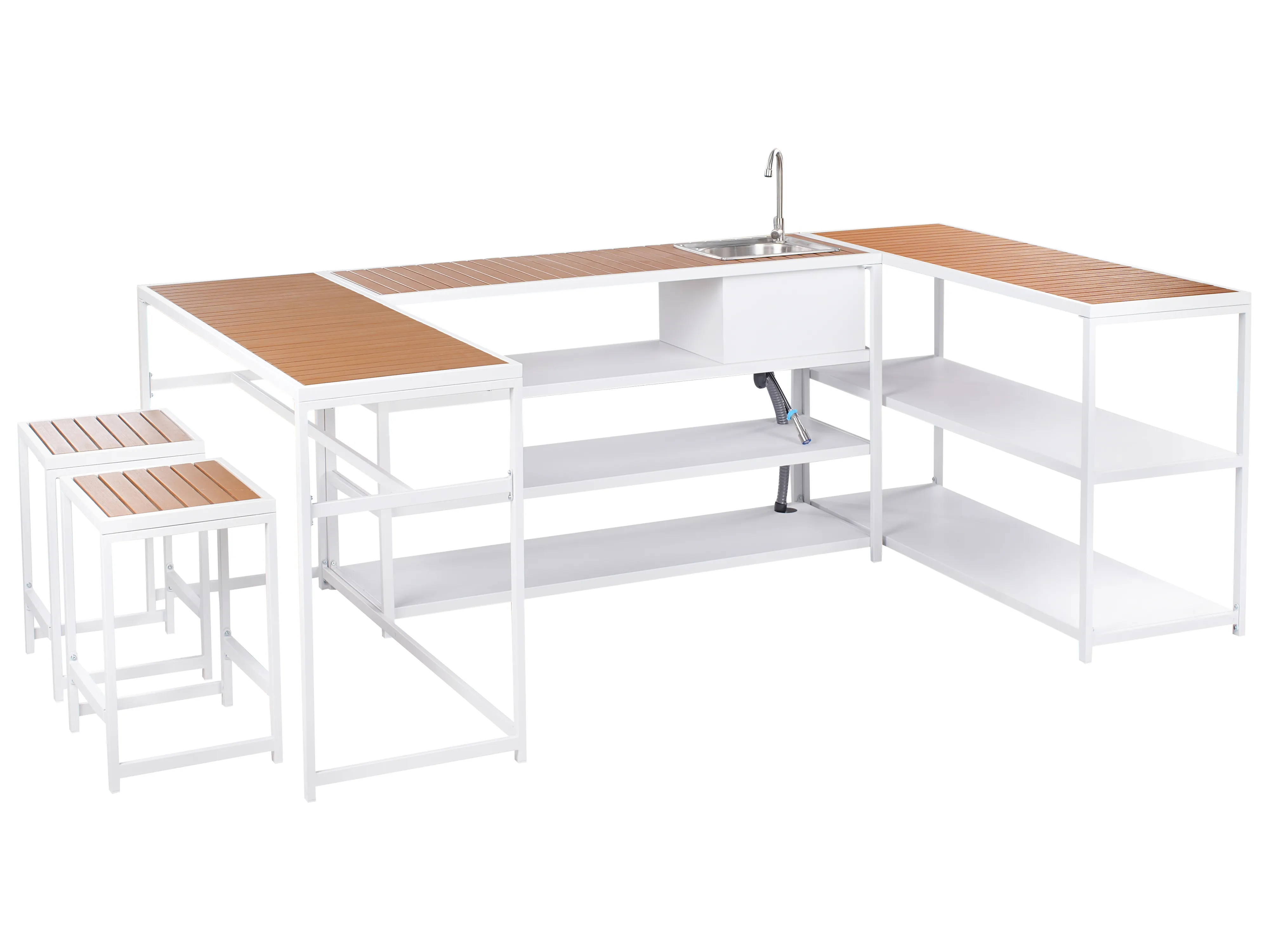 Tuin keukenset met spoelbak AVETRANA Metaal Bruin/wit