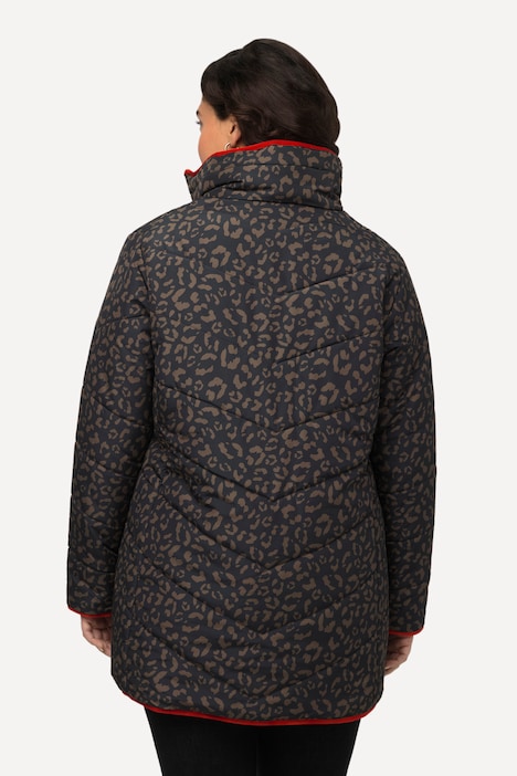 Steppjacke, Leomuster, A-Linie, recycelt, Zipptaschen