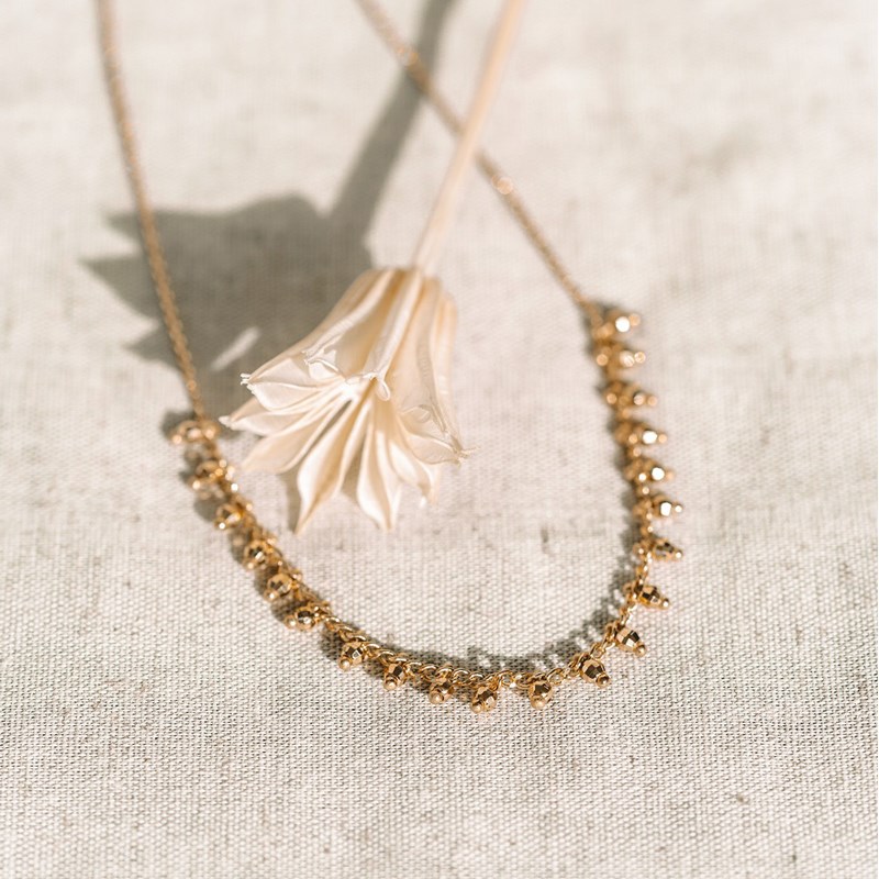 Collier Fin Plaqué Or Mode Pendentif Perles