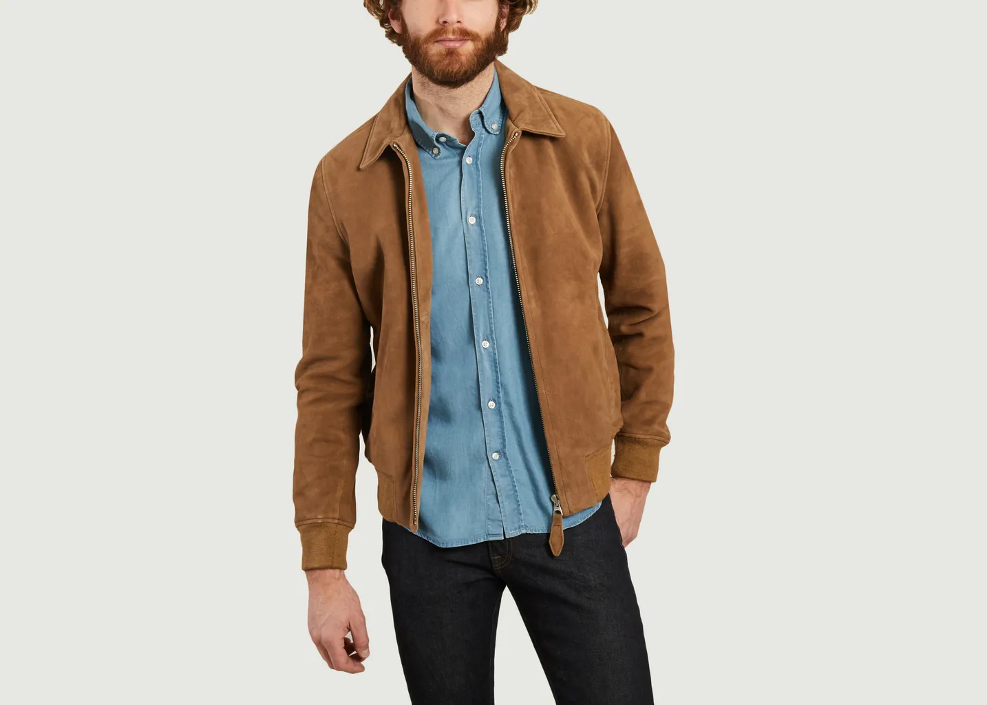 Blouson zippé en cuir velours Lcyaless Schott NYC