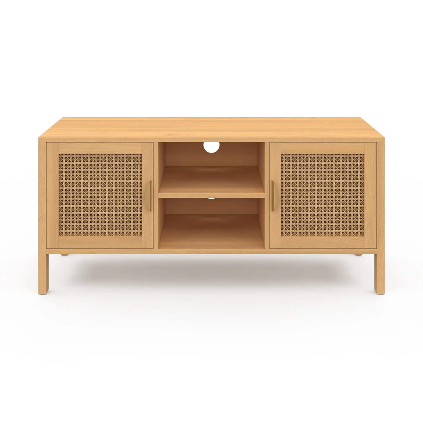 Meuble TV 110 cm EDHEN 2 portes avec cannage