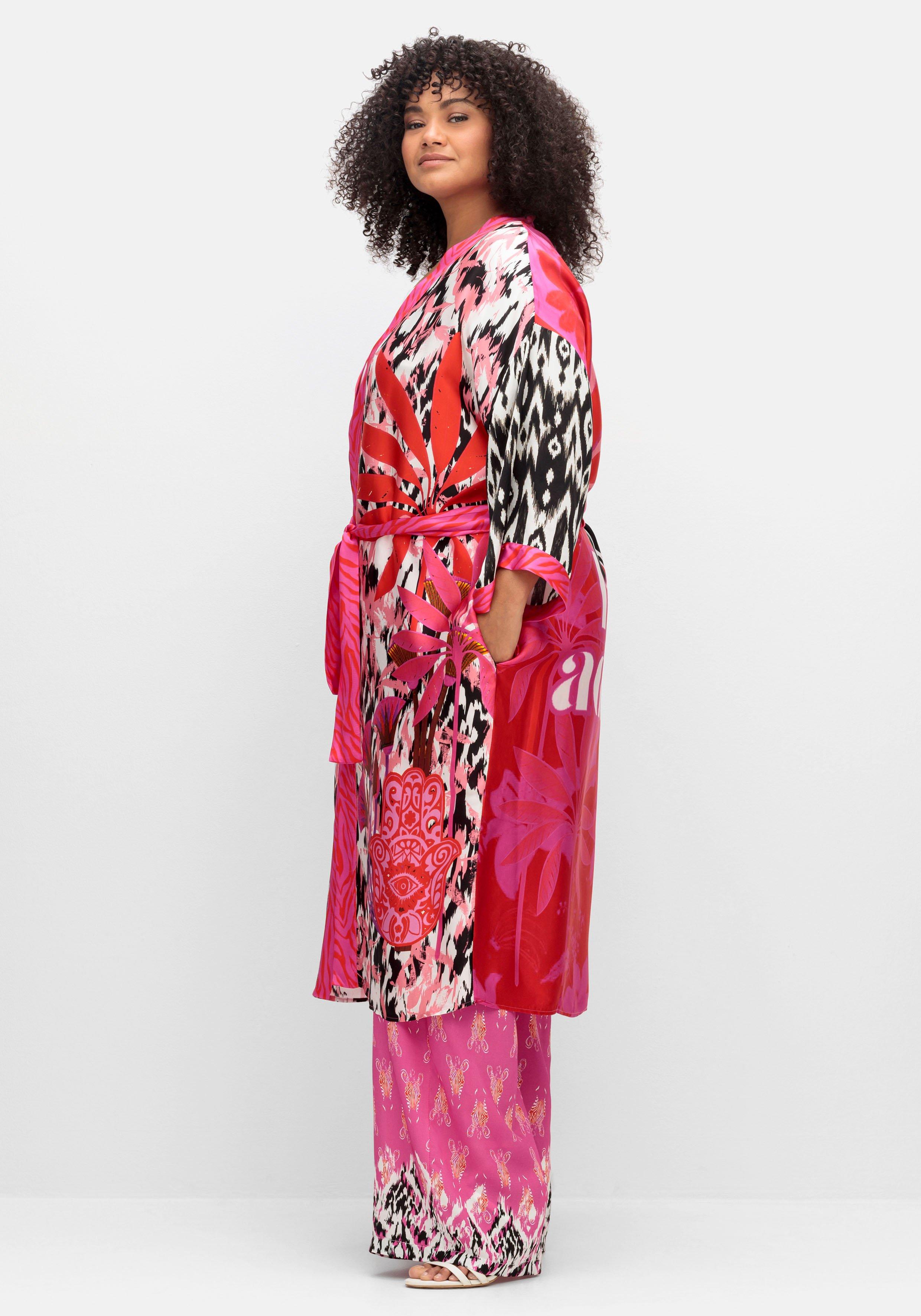 Kimono im Mustermix, aus Viskose-Satin
