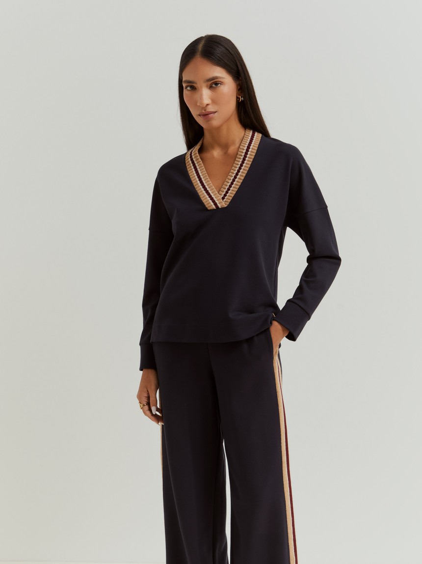 Camisola malha decote em V
