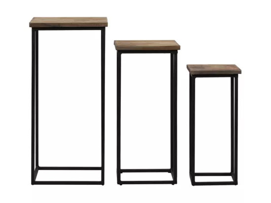 Ensemble de tables pour plante 3 pcs Teck recyclé