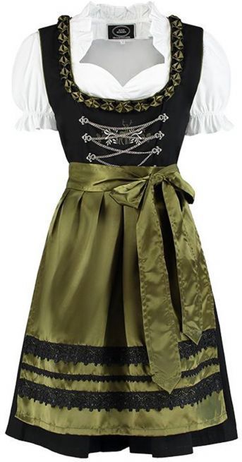 Luxe Dirndl Zwart/Olijfgroen
