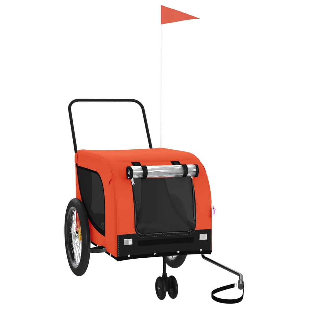 Reboque para cães para bicicleta vidaXL, ferro, tecido Oxford, laranja, preto