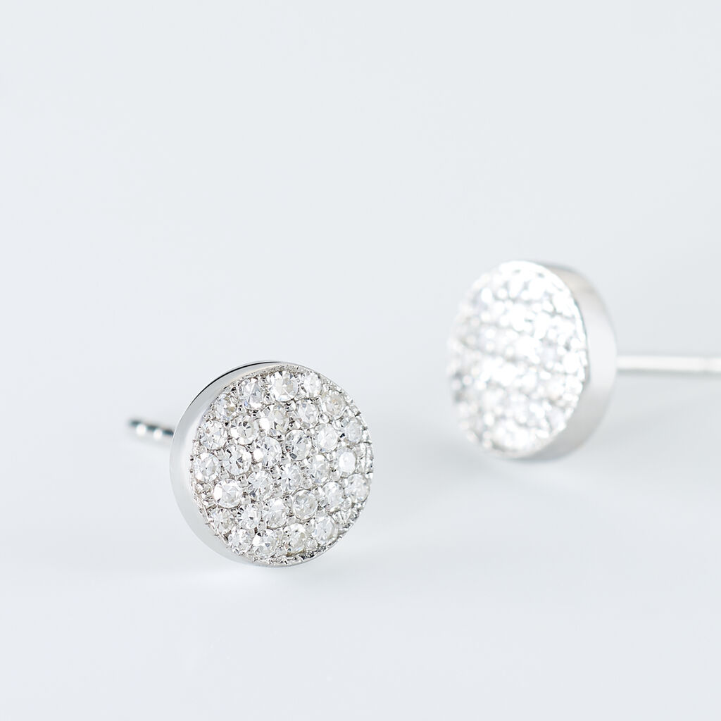 Boucles D'oreilles Puces Kristin Or Blanc Diamant