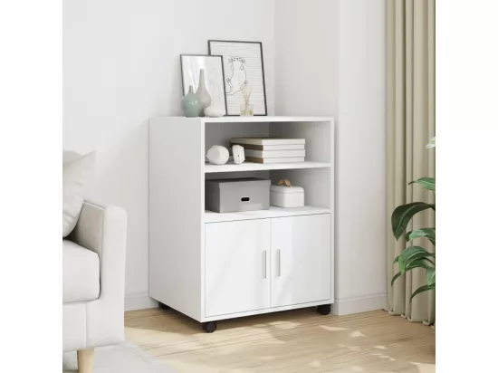 Armoire à roulettes blanc 60x48x81 cm bois d’ingénierie