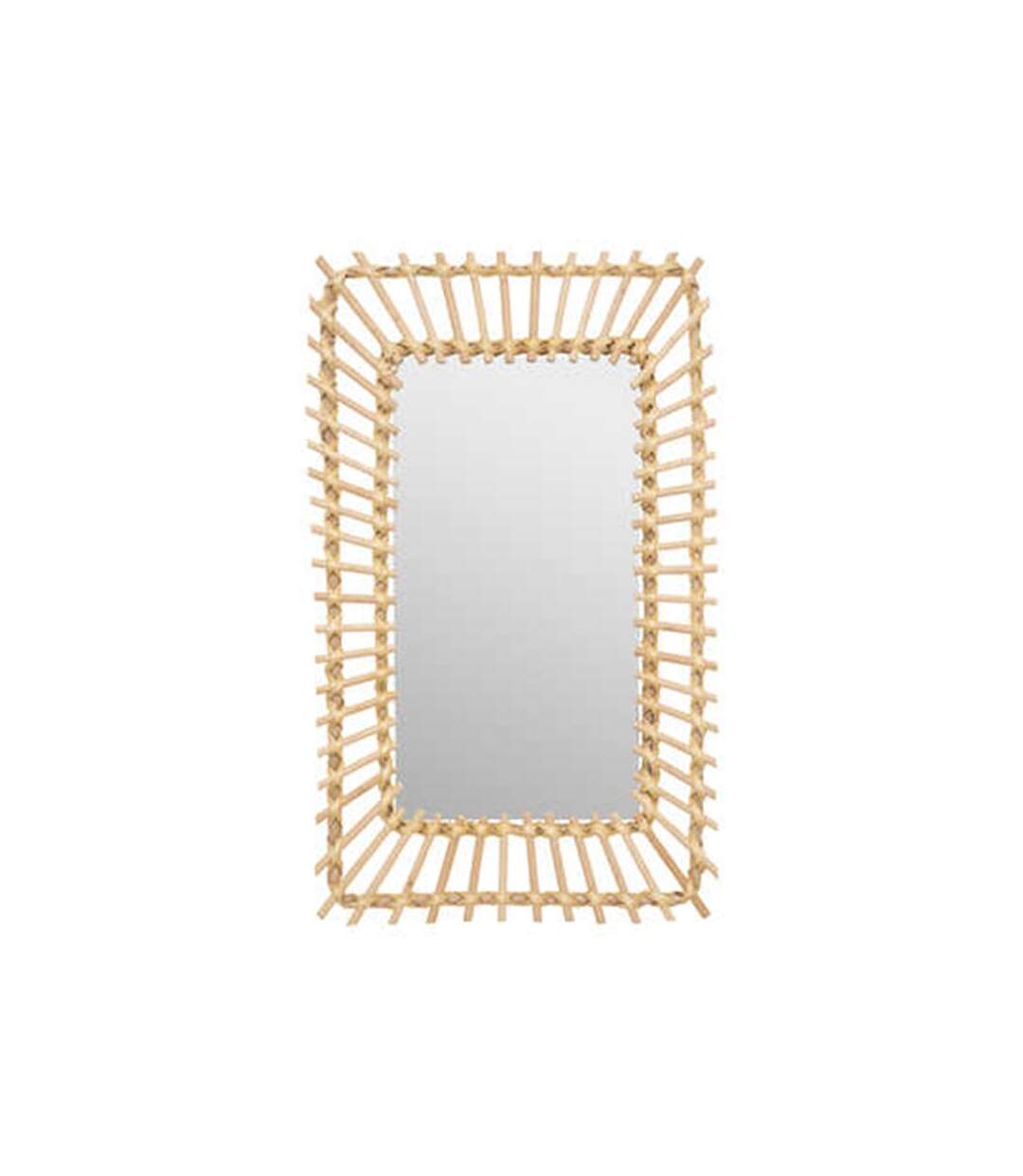 Miroir Mural en Rotin Rectangle 58cm Beige