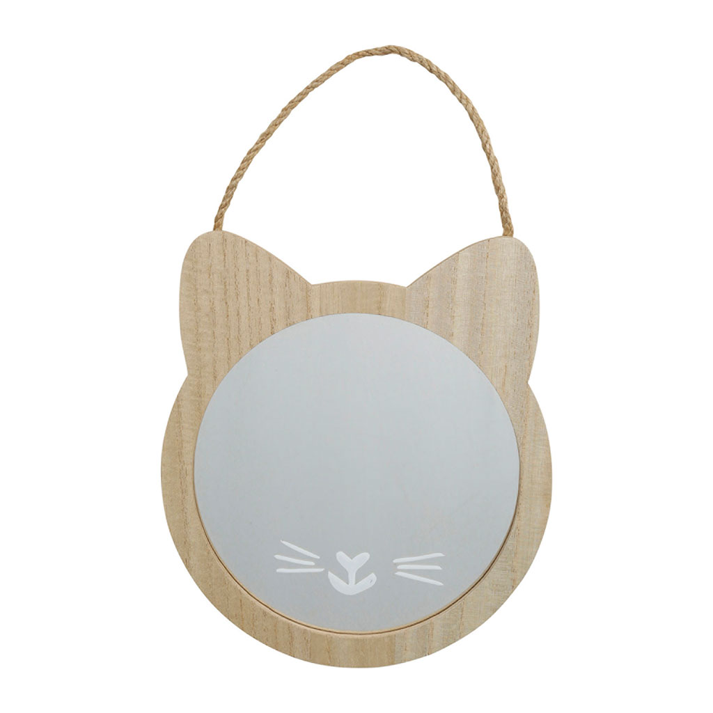 Miroir chat en bois 20.5x32cm