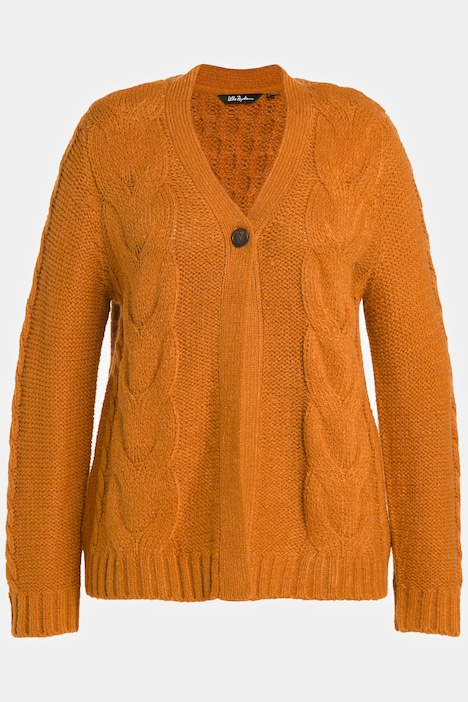 Strickjacke, Zopfmuster, Langarm