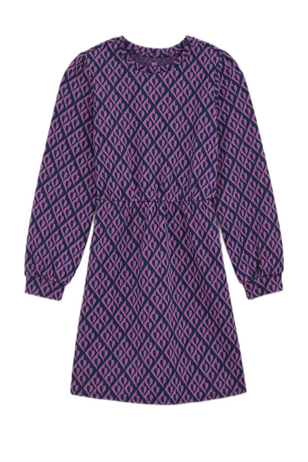 WE Fashion jurk met all over print donkerblauw/paars