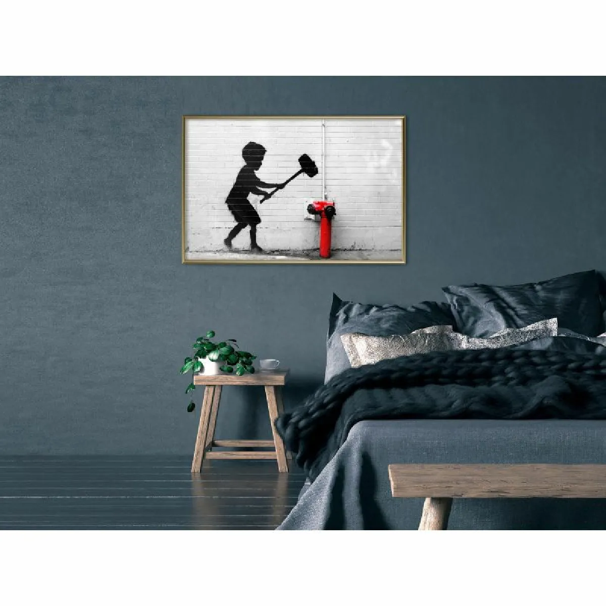 Paris Prix Affiche Banksy Hammer Boy - Or