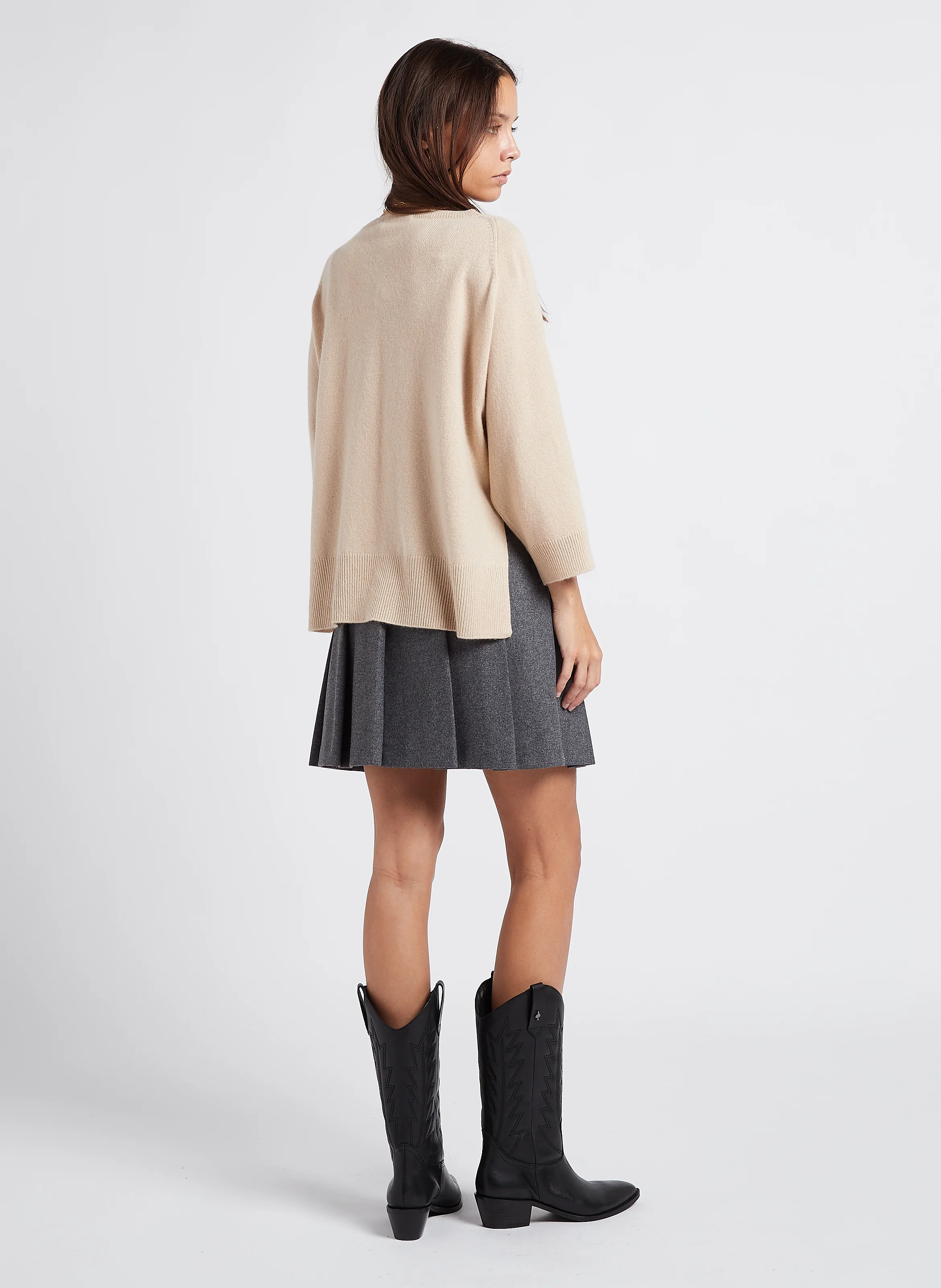 ALCE - Pull ample col bateau en cachemire| Beige