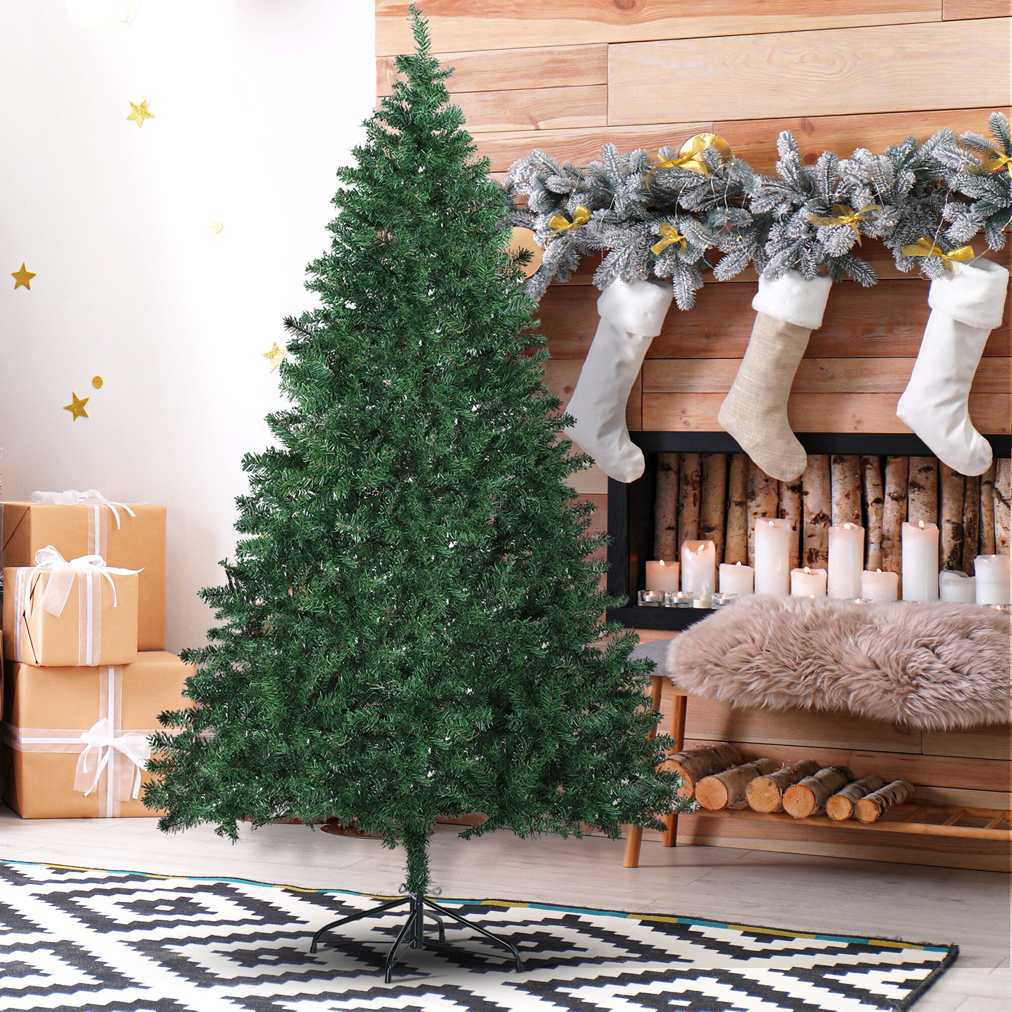 HOMCOM Künstlicher Weihnachtsbaum mit 1000 Spitzen und Standfuß grün 102 x 180 cm (ØxH)