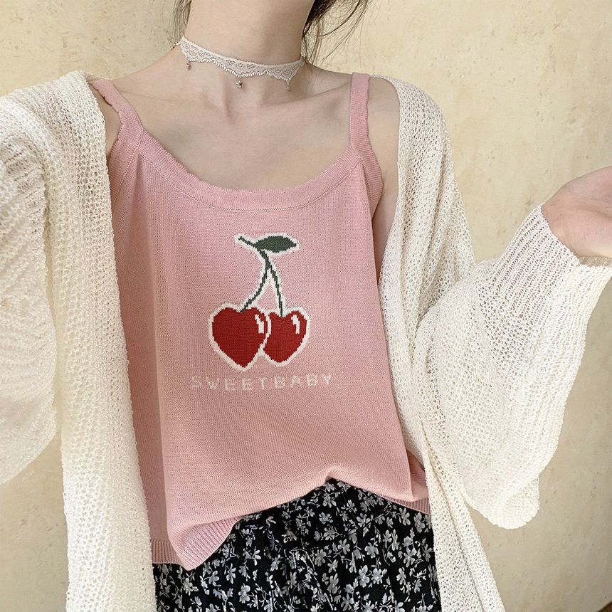 Glotto - Cherry Jacquard gebreide camisole top