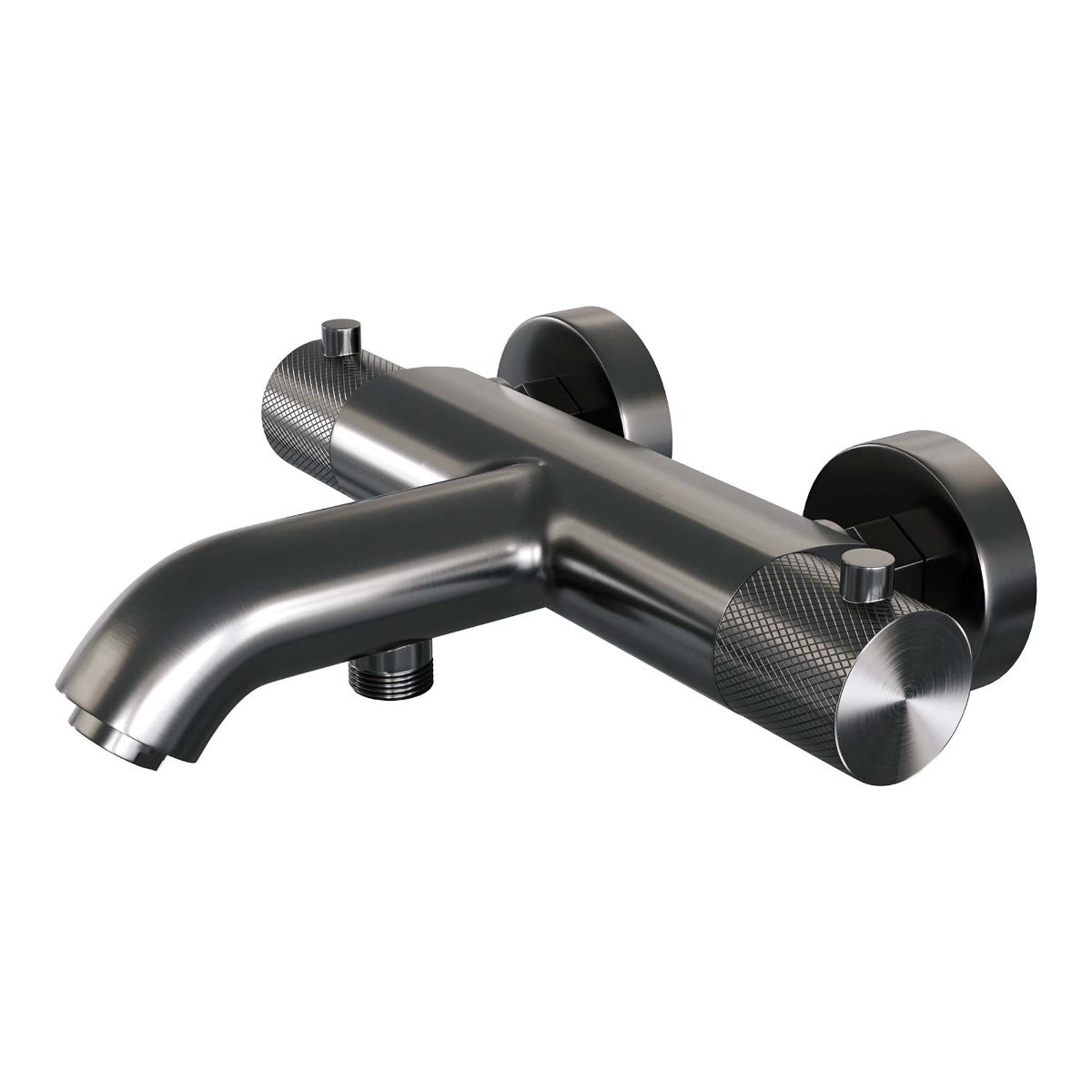 Brauer Gunmetal Carving thermostatische badkraan met wandhouder en 3 standen handdouche gunmetal geborsteld PVD
