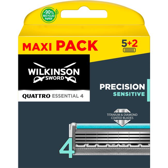 Wilkinson Sword Quattro Titanium Sensitive Scheermesjes 5+2 gratis