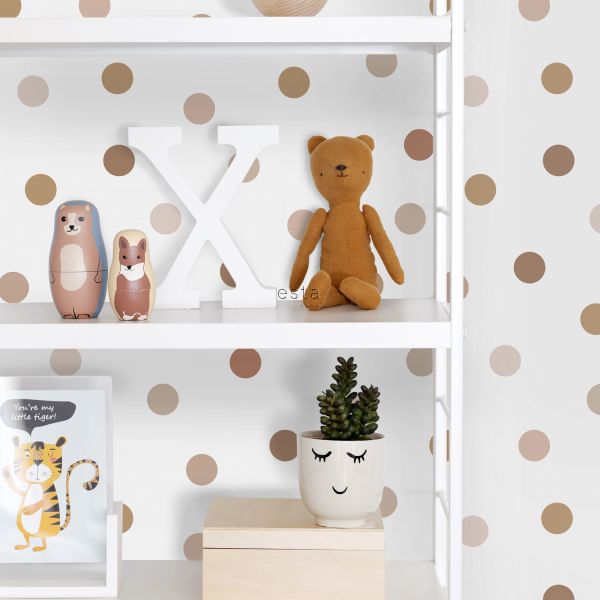 Estahome Stippen Behang - Zacht Roze / Beige / Terracotta