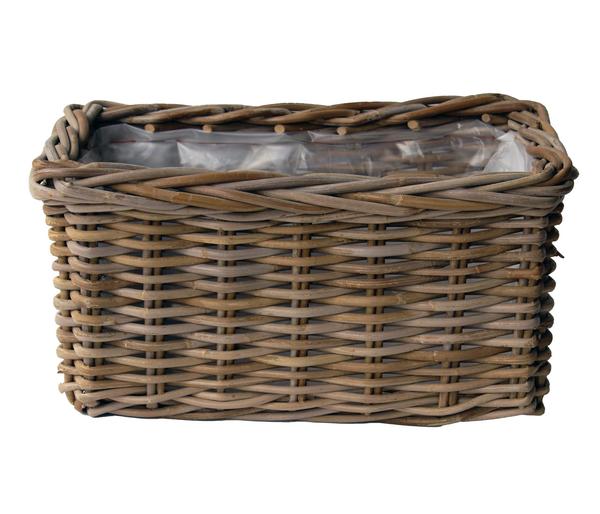 Van der Leeden Rattan-Pflanzkasten, graubraun