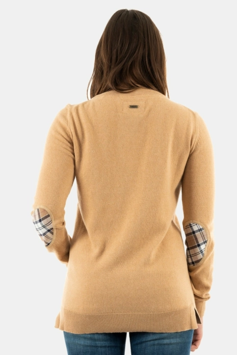pull hiver barbour pendle crew knit beige