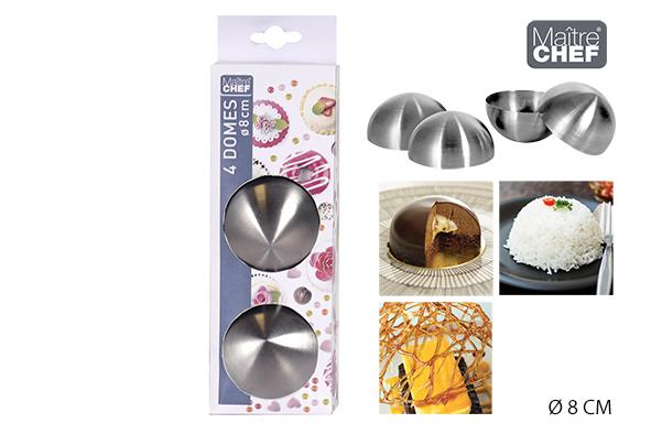 4 DOMES INOX DIAMETRE 8CM
