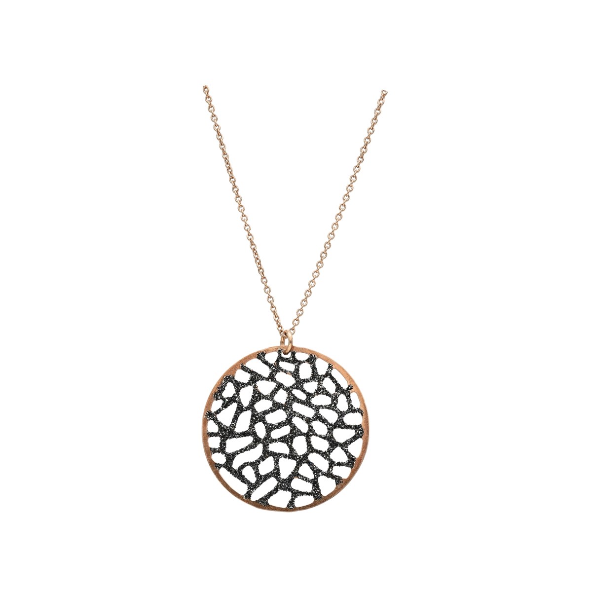 Collier Argent Dentelé Rose Et Noir