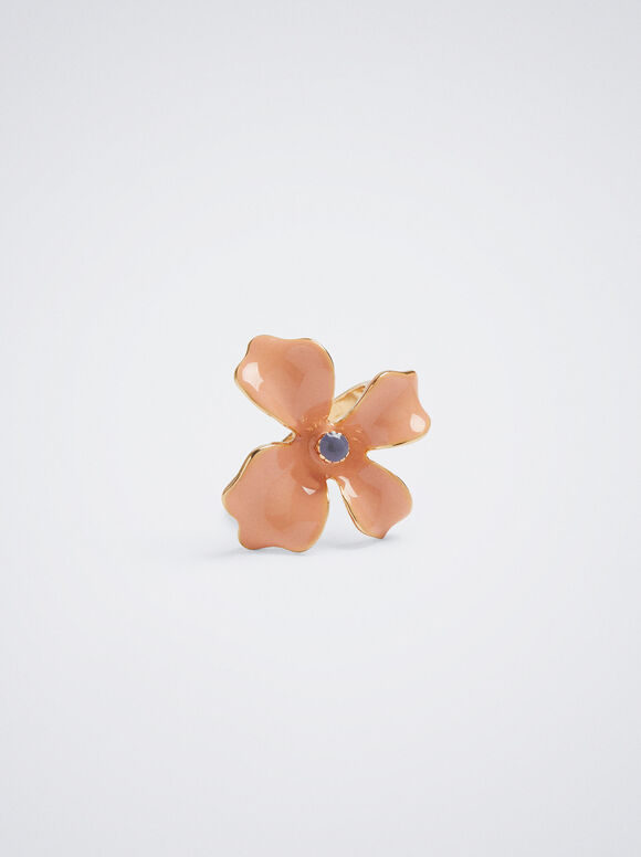 Anel com flor - Rosa