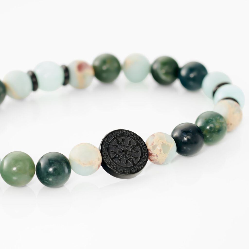 Bracelet Jourdan Yasur Acier Noir Quartz Amazonite
