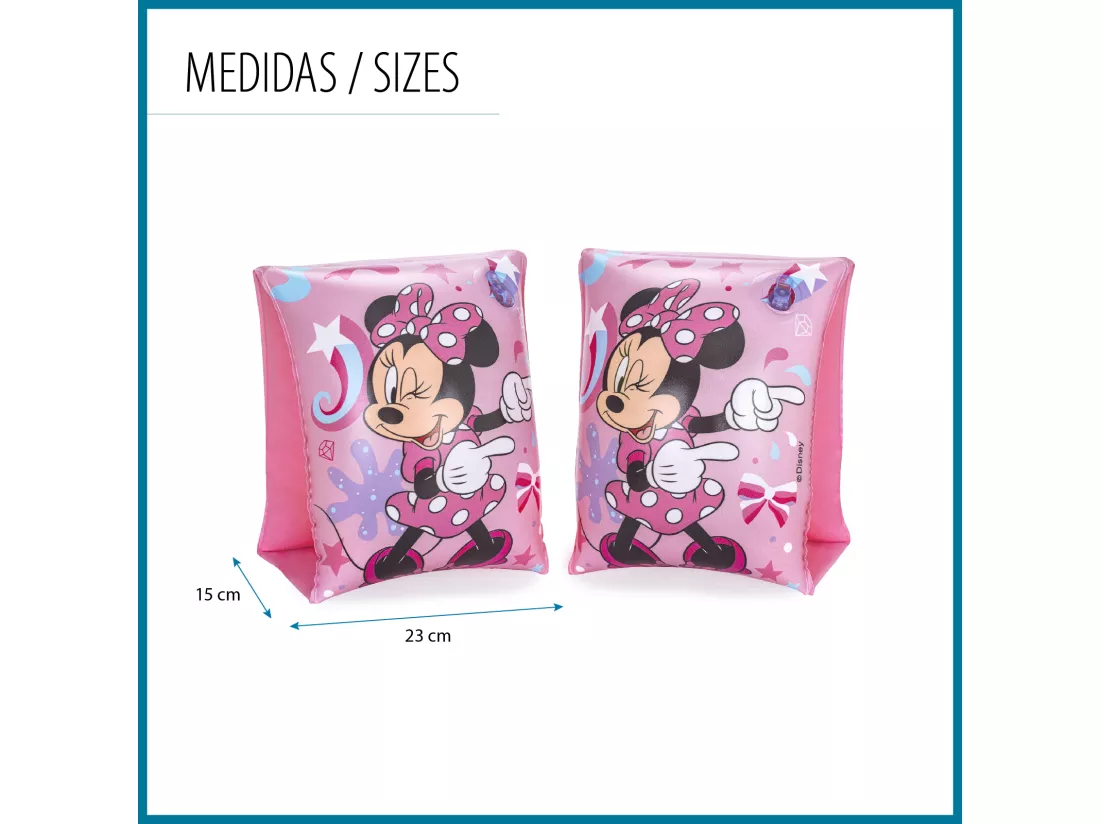 Brassards Gonflables pour Enfants de 3 à 6 ans Bestway 17x12 cm Design de Minnie Mouse Double Chambre à Air