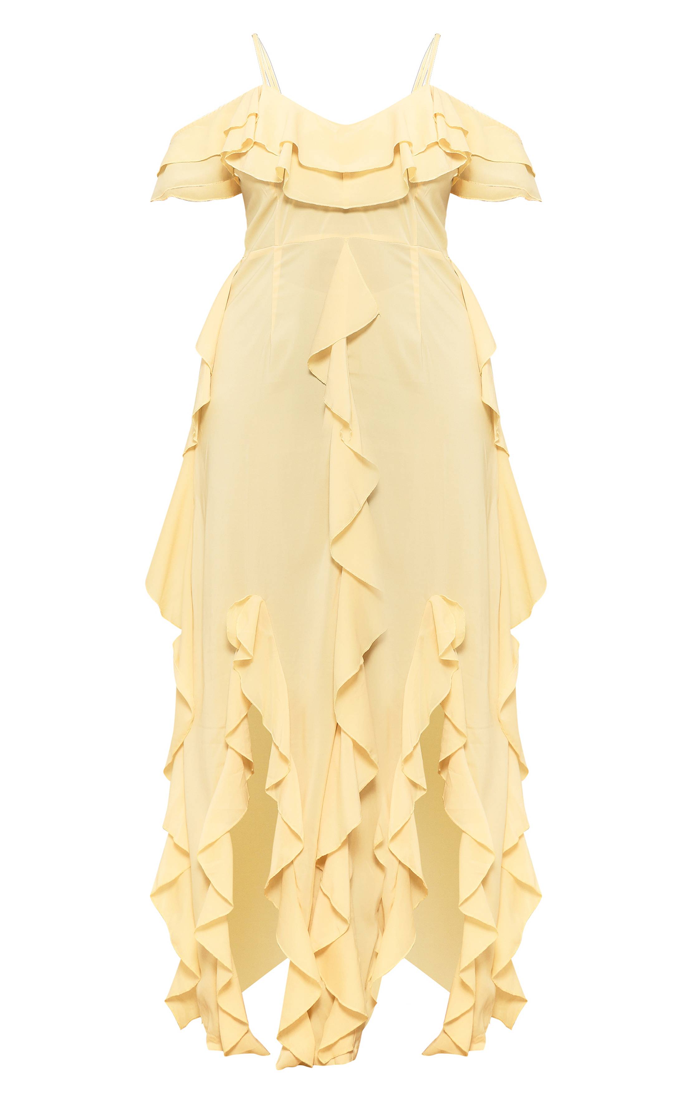 Robe Maxi Grande Taille À Épaules Dénudées Avec Détails Volantés